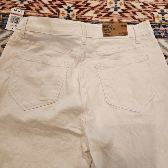 NWT KENSIE Jeans Slim Straight High Rise Allie Raw Hem Stretch Jeans White 10/30 - Picture 6 of 15